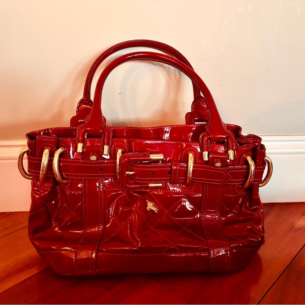Burberry 2010 Glossy Burgundy Handbag